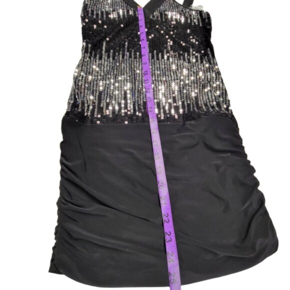 Sequin Sparkly Black and Silver Halter Strap Sexy Dress- Size L - Picture 7 of 15